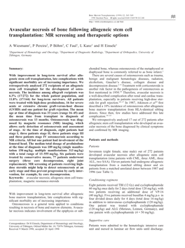 Avascular Necrosis of Bone Following Allogeneic Stem Cell Transplantation: MR Screening and Therapeutic Options