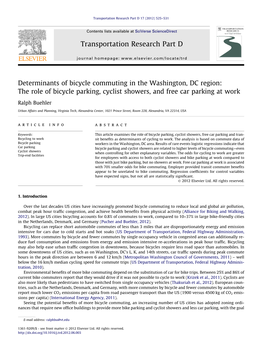 Determinants of Bicycle Commuting in the Washington, DC Region: the Role of Bicycle Parking, Cyclist Showers, and Free Car Parking at Work