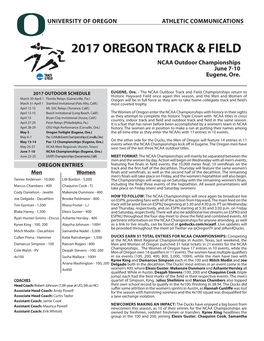 2017 Oregon Track & Field