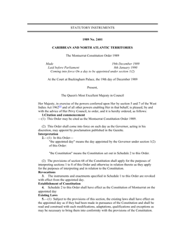 The Montserrat Constitution Order 1989