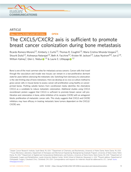 The CXCL5/CXCR2 Axis Is Sufficient to Promote Breast Cancer Colonization During Bone Metastasis