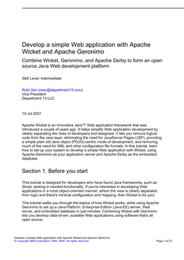 Develop a Simple Web Application with Apache Wicket and Apache