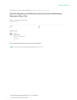 Climate Response of Dahurian Larch in Secrest Arboretum, Wooster, Ohio, USA