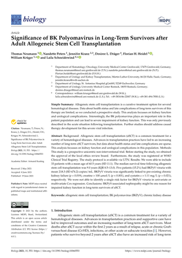 Significance of BK Polyomavirus in Long-Term Survivors After Adult