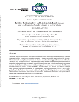 Fertilizer Distribution Flows and Logistic Costs in Brazil: Changes and Benefits Arising from Investments in Port Terminals RESEARCH ARTICLE