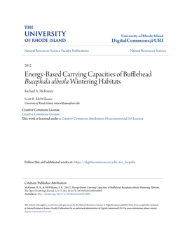 Energy-Based Carrying Capacities of Bufflehead Bucephala Albeola Wintering Habitats Richard A