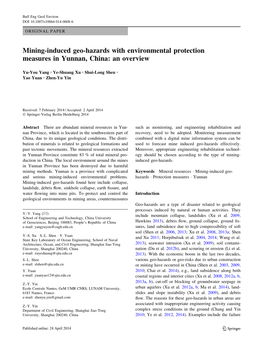 Mining-Induced Geo-Hazards with Environmental Protection Measures in Yunnan, China: an Overview