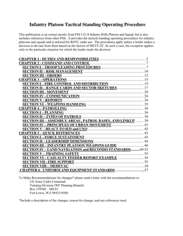 Infantry Platoon Tactical Standing Operating Procedure