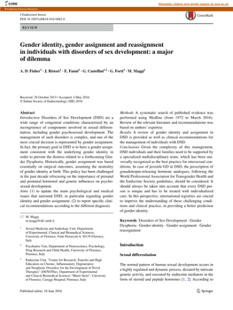 Gender Identity, Gender Assignment and Reassignment in Individuals with Disorders of Sex Development: a Major of Dilemma