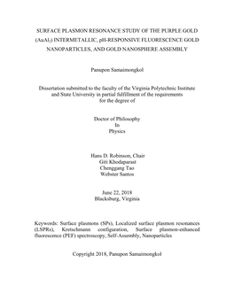 Surface Plasmon Resonance Study of the Purple Gold