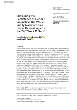 Explaining the Persistence of Gender Inequality: the Work–Family