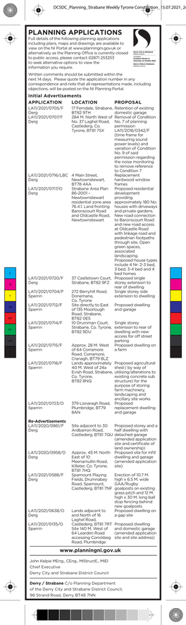 DCSDC Planning Strabane Weekly Tyrone Constitution 15.07.2021 2Clms X 270Mm Draft 1.Pdf 1 05/07/2021 19:02:05