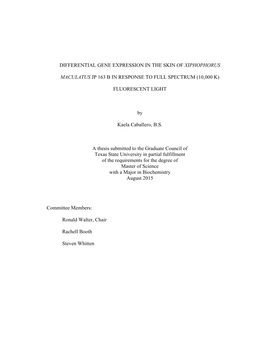 Differential Gene Expression in the Skin of Xiphophorus