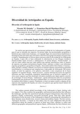 Diversidad De Artrópodos En España 235