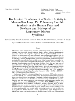 Biochemical Development of Surface Activity in Mammalian Lung. IV