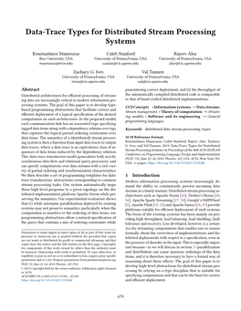 Data-Trace Types for Distributed Stream Processing Systems