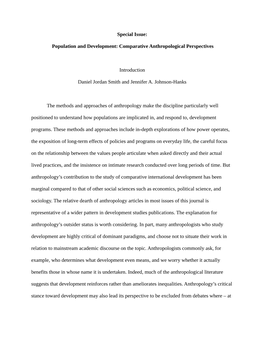 Anthropology's Contribution to the Study of Comparative International