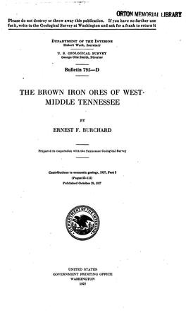 The Brown Iron Ores of West- Middle Tennessee