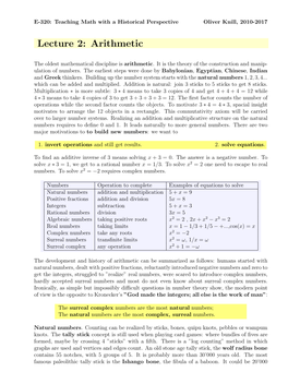 Lecture 2: Arithmetic