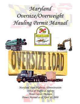 Maryland Oversize/Overweight Hauling Permit Manual