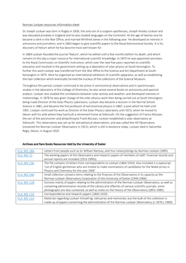 Norman Lockyer Resources Information Sheet