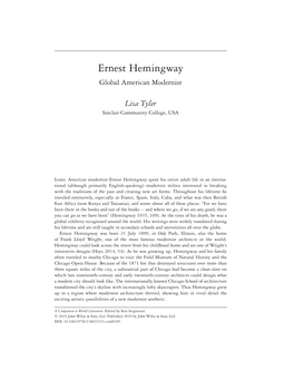 Ernest Hemingway Global American Modernist