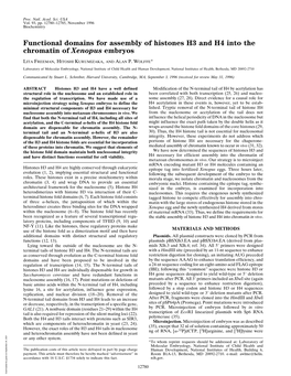 Functional Domains for Assembly of Histones H3 and H4 Into the Chromatin of Xenopus Embryos