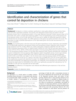 Identification and Characterization of Genes That Control Fat Deposition In