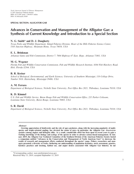 Advances in Conservation and Management of the Alligator Gar: a Synthesis of Current Knowledge and Introduction to a Special Section