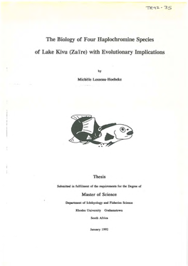 The Biology of Four Haplochromine Species of Lake Kivu (Zaire) with Evolutionary Implications