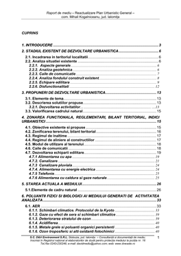 Raport De Mediu – Reactualizare Plan Urbanistic General – Com