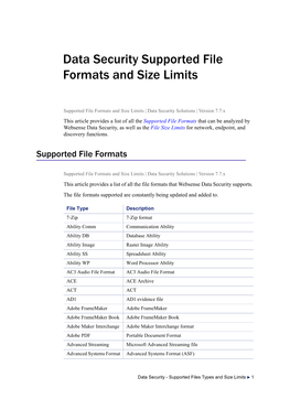 Supported File Types and Size Limits