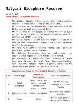 Nilgiri Biosphere Reserve