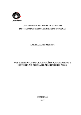 Política, Indianismo E História Na Poesia De Machado De Assis