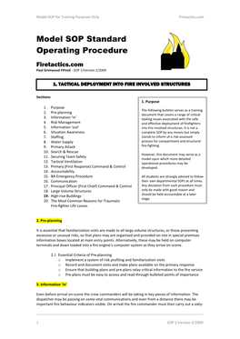 Model SOP Standard Operating Procedure