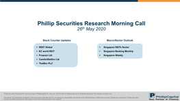 Phillip Securities Research Morning Call 26Th May 2020