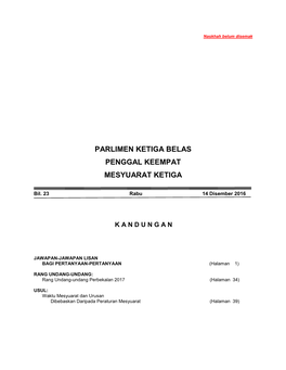 Parlimen Ketiga Belas Penggal Keempat Mesyuarat Ketiga