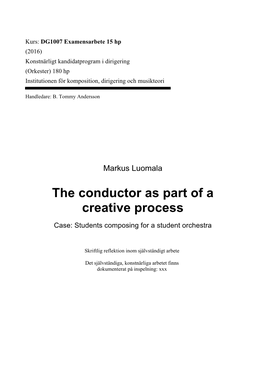 The Conductor As Part of a Creative Process