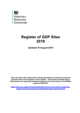 Register of GDP Sites 2019