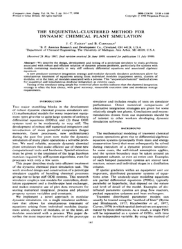 The Sequential-Clustered Method for Dynamic Chemical Plant Simulation