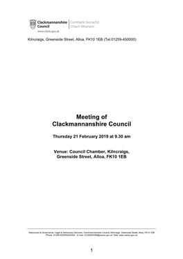 190221 Clackmannanshire Council Agenda