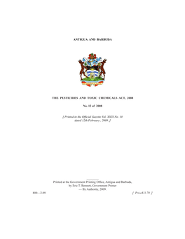 THE PESTICIDES and TOXIC CHEMICALS ACT, 2008 No. 12 Of