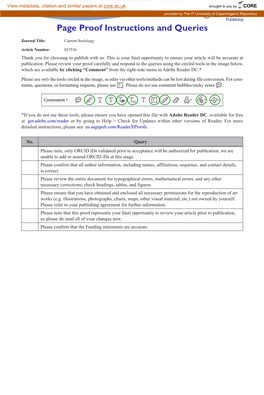 Page Proof Instructions and Queries