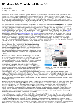 Windows 10: Considered Harmful