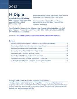 H-Diplo Roundtables, Vol. XIV, No. 8