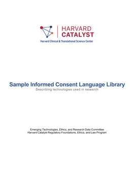 Sample Informed Consent Language Library Describing Technologies Used in Research