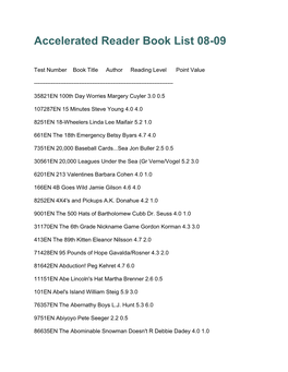Accelerated Reader Book List 08-09