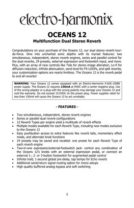 OCEANS 12 Multifunction Dual Stereo Reverb