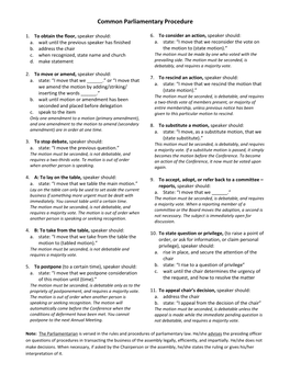 Common Parliamentary Procedure