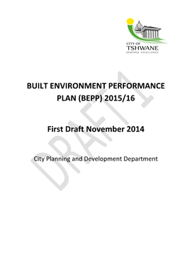 TSH City of Tshwane Draft BEPP 2015-16